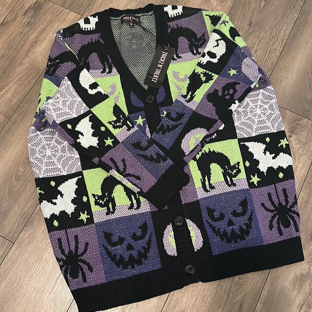 Dollskill trick n treatz oversized cardigan spooked straight Halloween women’s M
